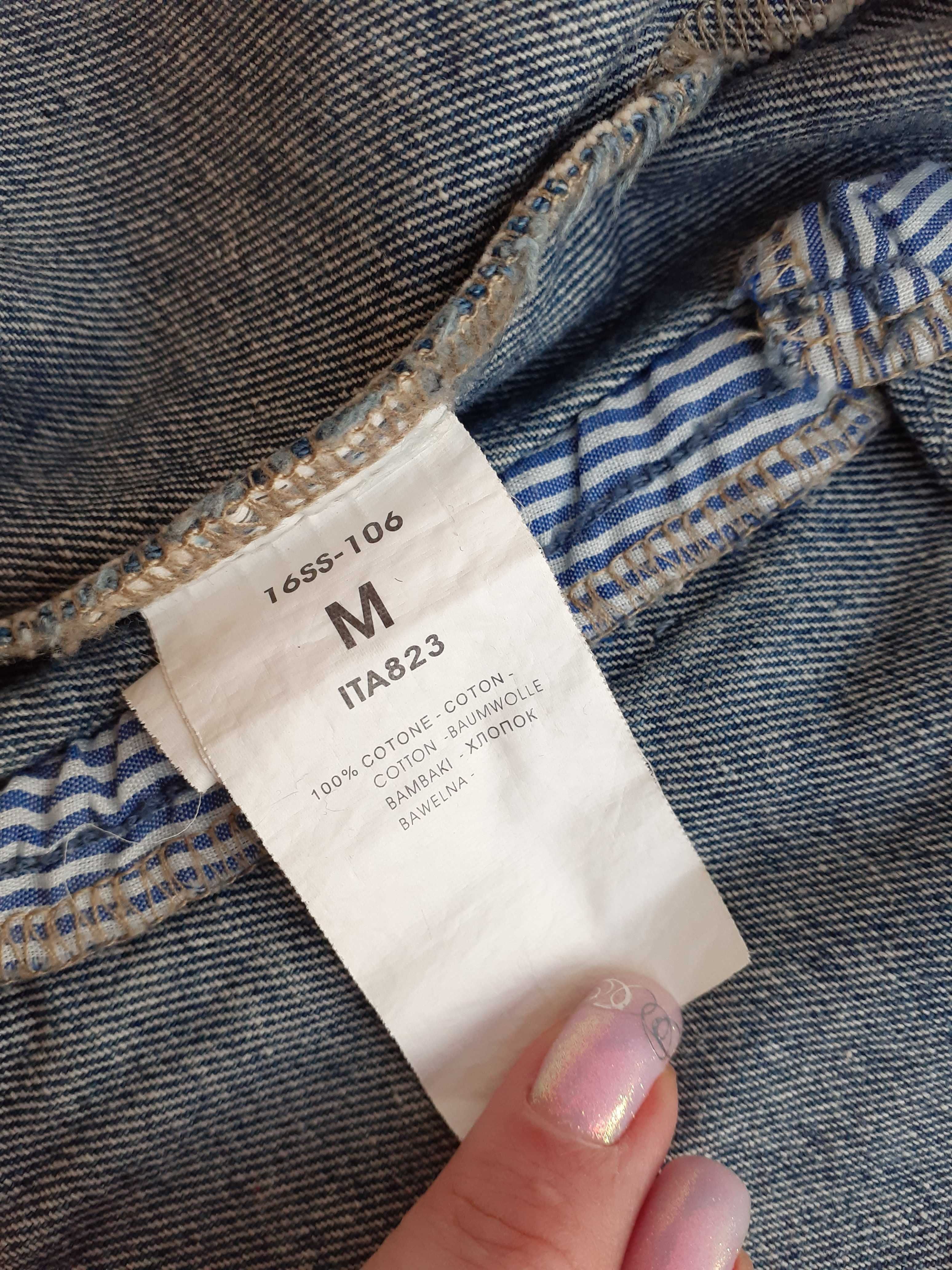 Пиджак М (44-48) 100% коттон оверсайз рваный джинс терка свободный