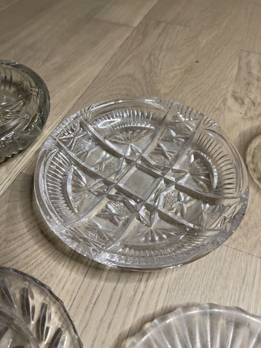 Naczynia szkło z PRL kryształ miseczki popielniczka 11 szt