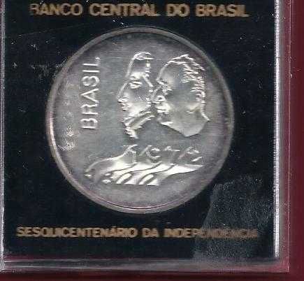 Moeda de 20 Cruzeiro Brasil 600 anos independencia Prata