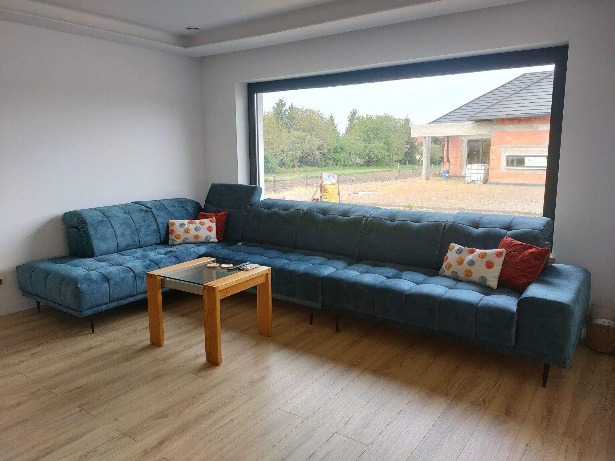 Duża sofa narożnik w kolorze morskim - 4,2*2,2m