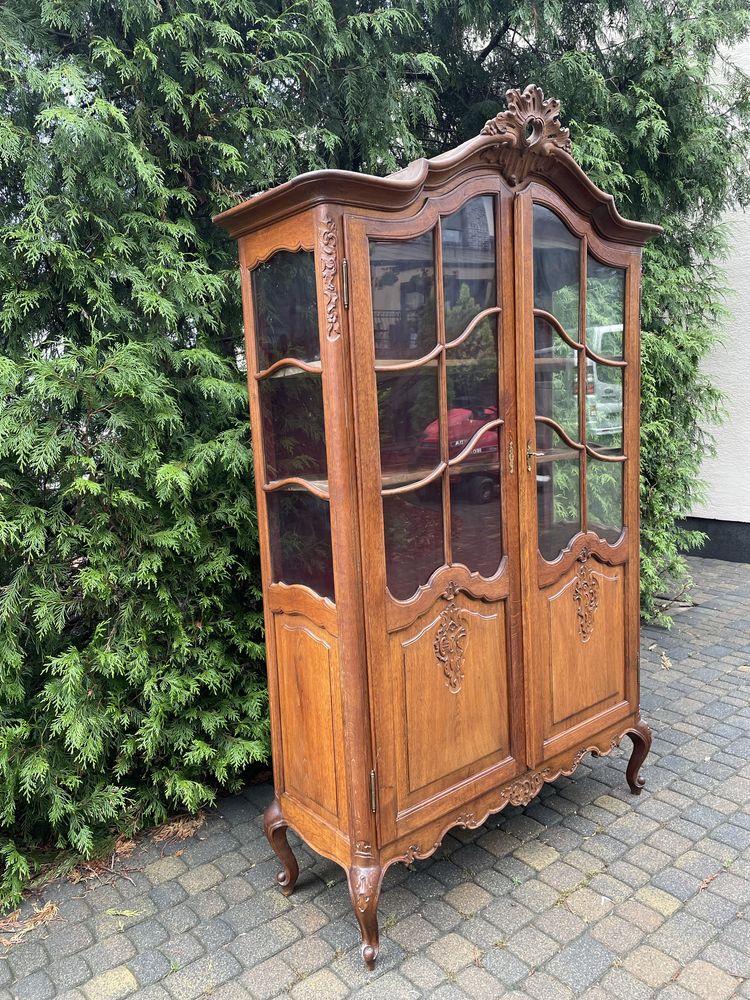 Biblioteka witryna ludwikowska dwudrzwiowa dąb Ludwik XV na książki