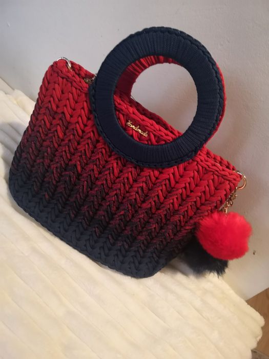 Granat czerwień śliczna torebka handmade