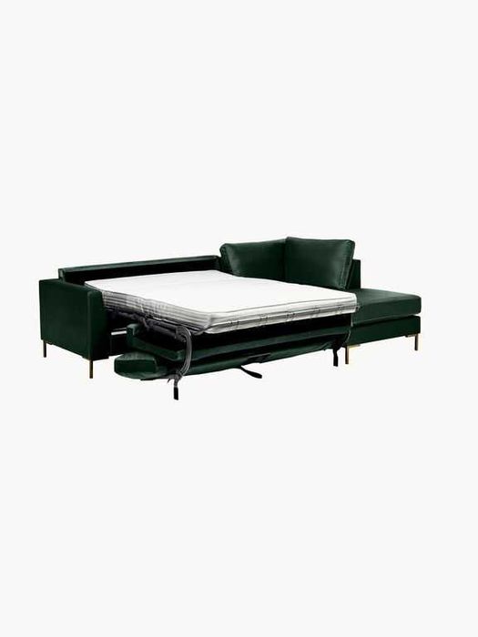 Rozkładana sofa narożna z aksamitu Luna (3-osobowa) West