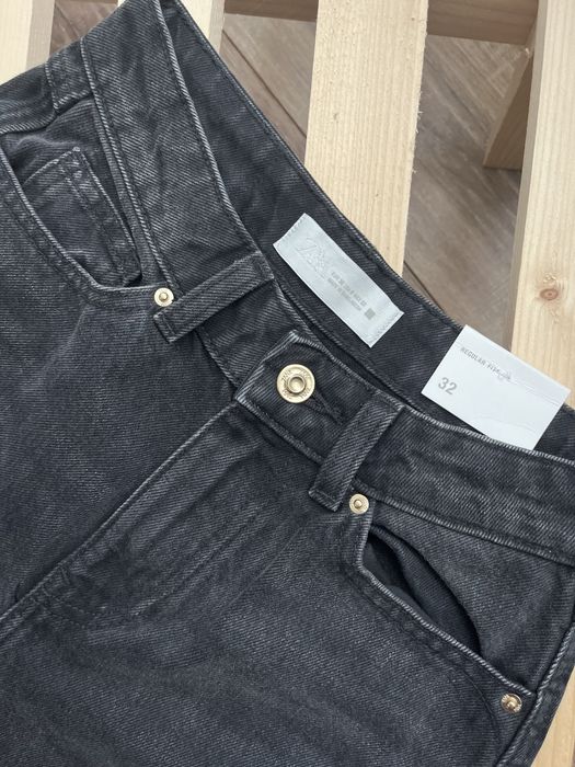 Джинси чорні жіночі зара zara прямі вільного крою 40 42