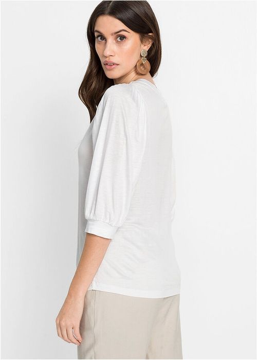 Bluzka z balonowymi rękawami biała ^40/42