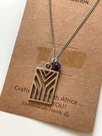 Nowy afrykański etniczny naszyjnik z RPA talizman amulet kamień