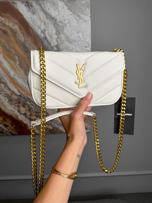 Сумка YSL Yves Saint Laurent Loulou Mini біла, бежева, бургунді