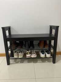 Banco c/arrumação p/sapatos, preto,85x32x65 cm