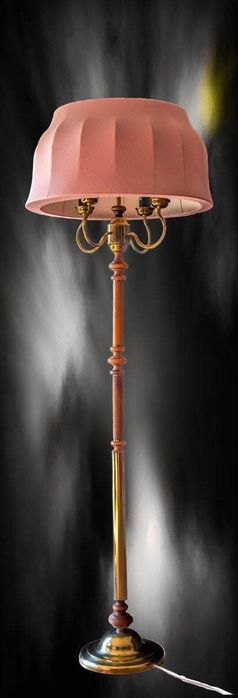 Lampa lata 60 mosiądz drewno
