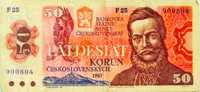 Stary banknot czechosłowacki 50 koron 1987r.