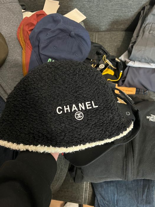 Панама CHANEL оригінал чорна зима унісекс тепла шерпа