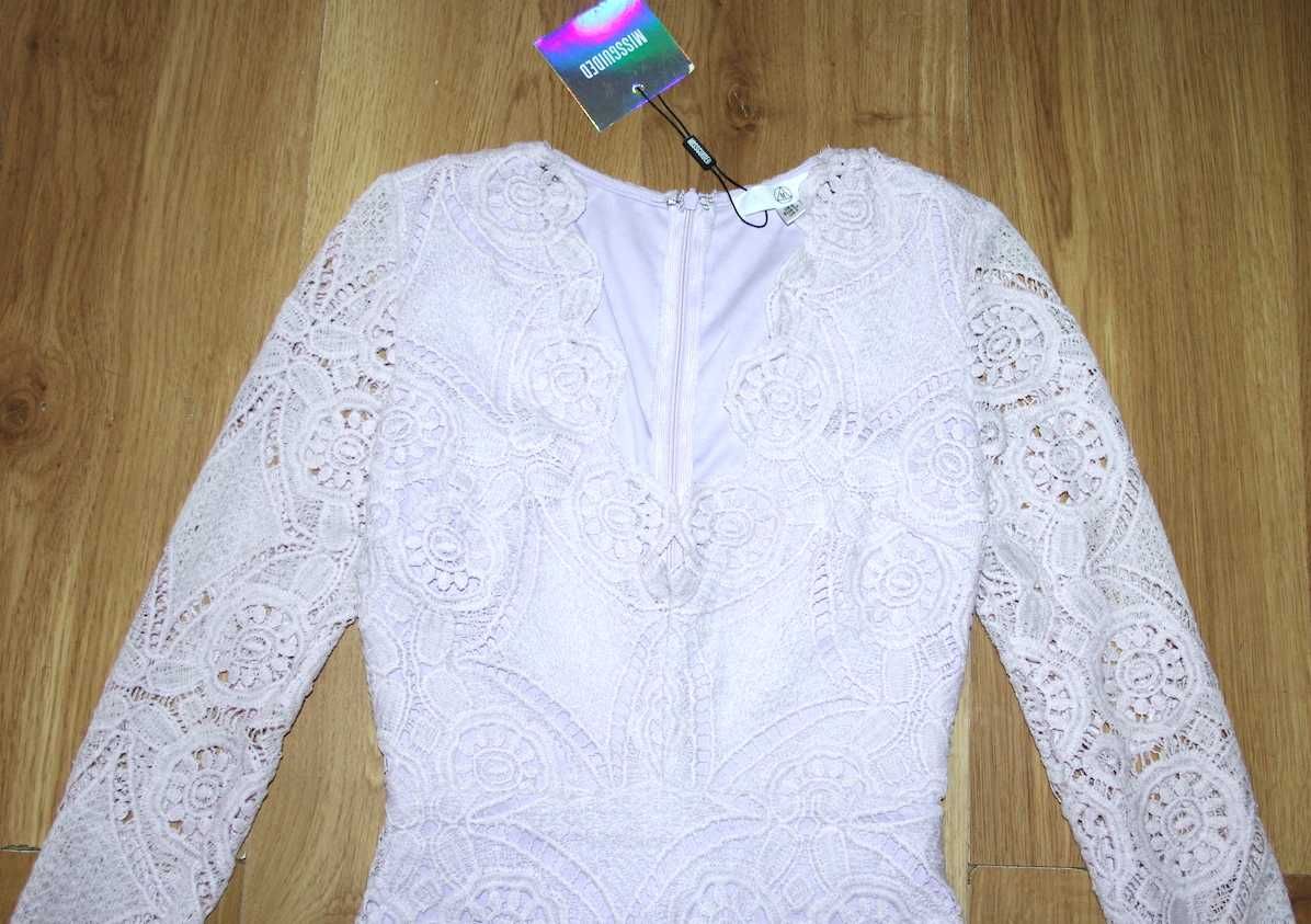 sukienka MISSGUIDED koronka koronkowa 34 xs 36 s fiolet róż fioletowa