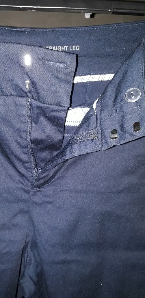 Calças de algodão (acetinado), azul escuro, tamanho 46, Yessica/C&A