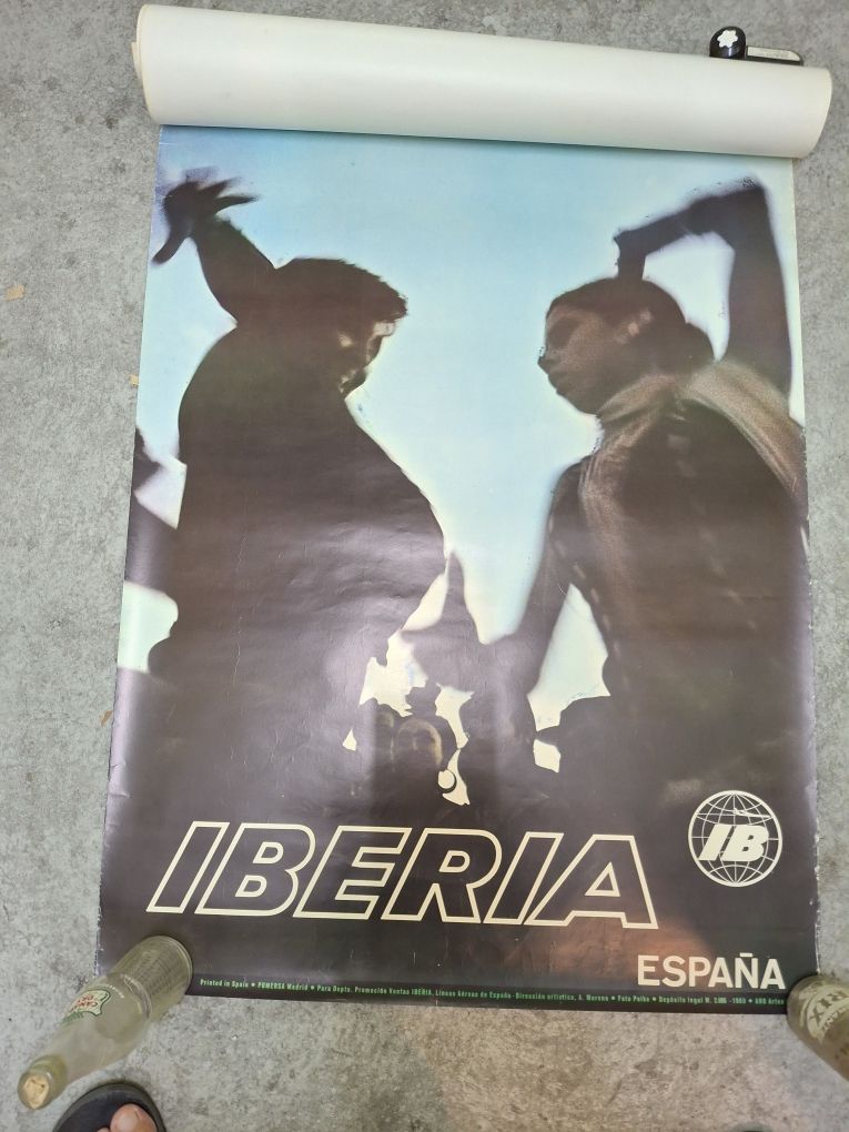Iberia aviacao raro cartaz promocional ano 1969