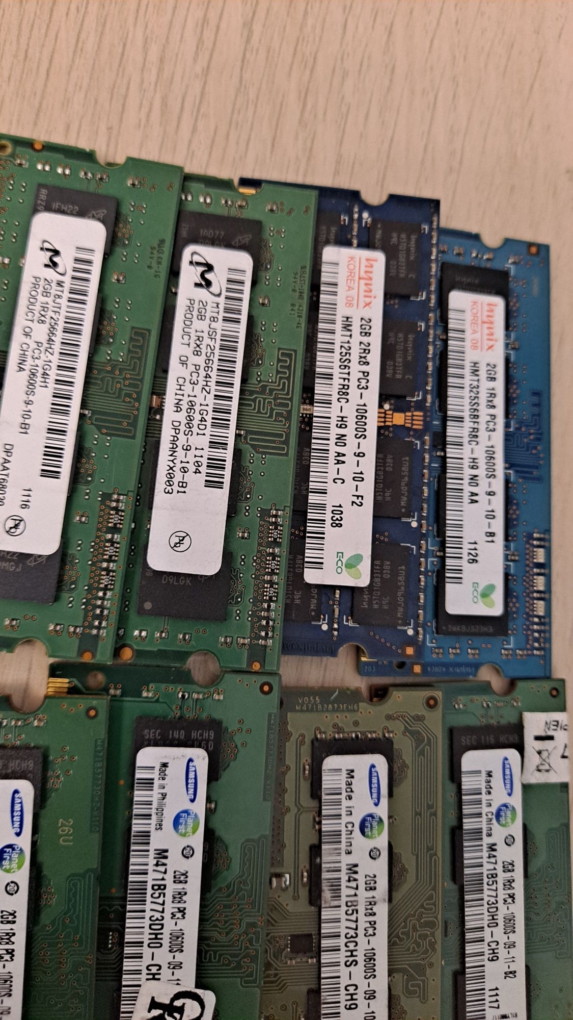 8szt RAM SO-DIMM DDR3 2GB laptopowe