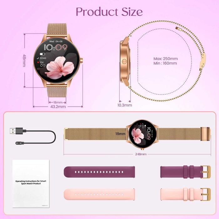 Smartwatch de mulher com 3 braceletes - NOVO