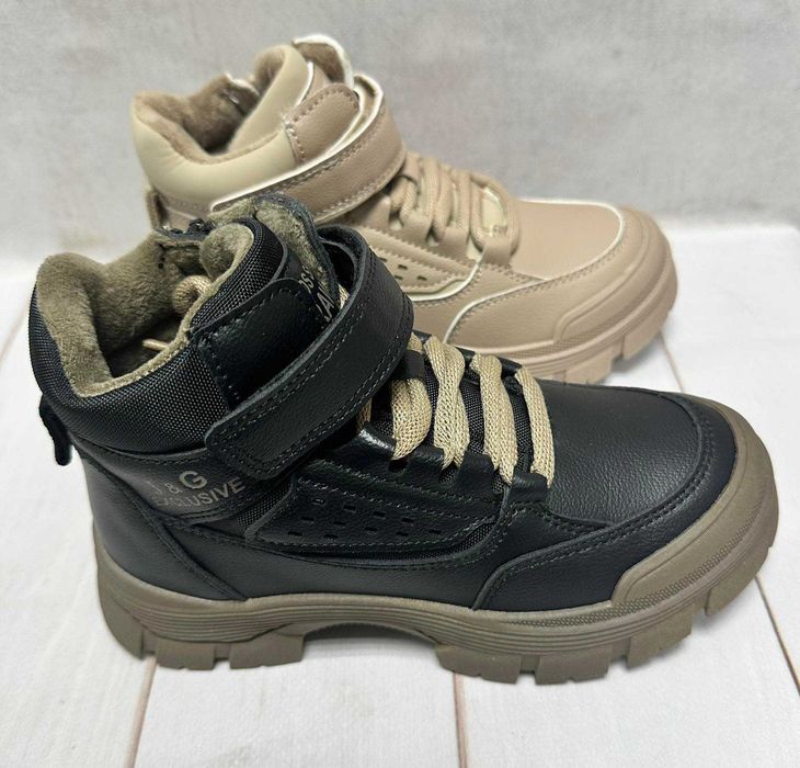 Дитячі черевики демі Jong Golf утеплені для дівчинки чорн/бежев 32-37