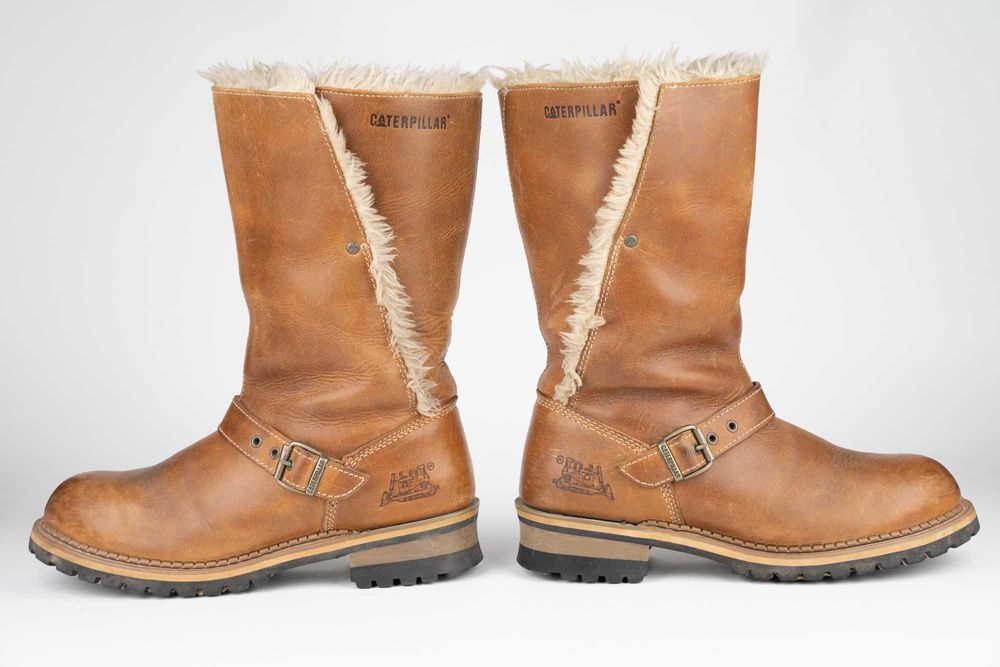 Зимові теплі шкіряні чоботи на хутрі чоловічі Caterpillar 41 р.