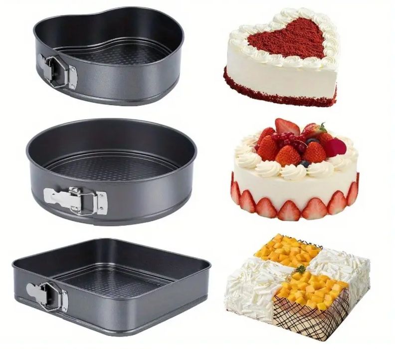 Conjunto 3 formas Fundo removivel- Anti aderente Aço carbono