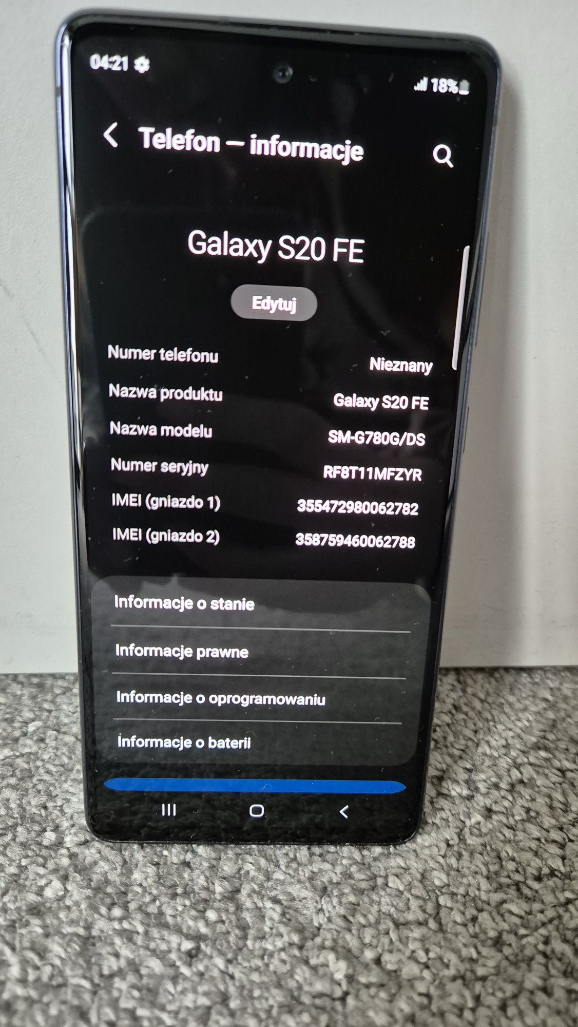 Samsung Galaxy s20fe + etui +szkło hartowane