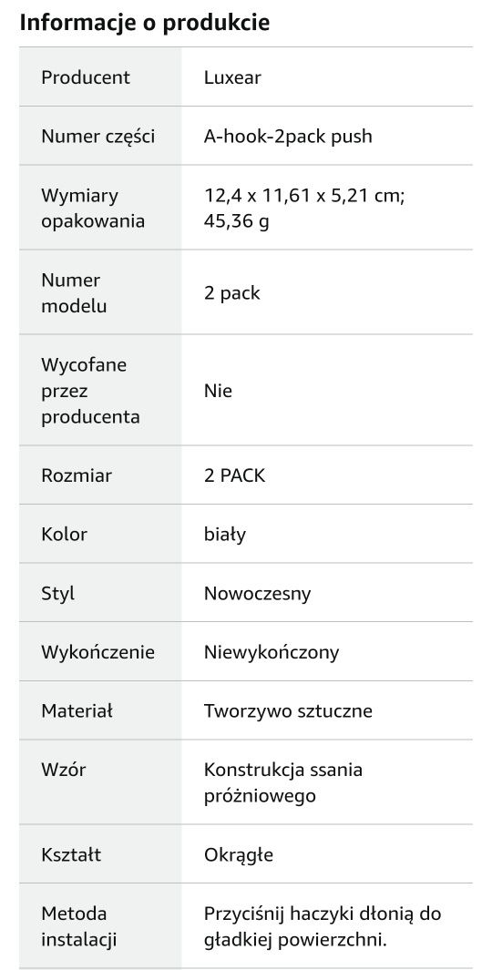 Zestaw 2 wieszaków z przyssawkami