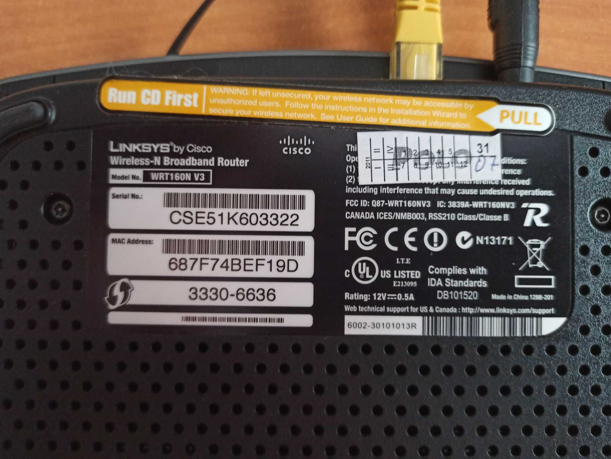 Router Cisco Linksys WRT160N V3
