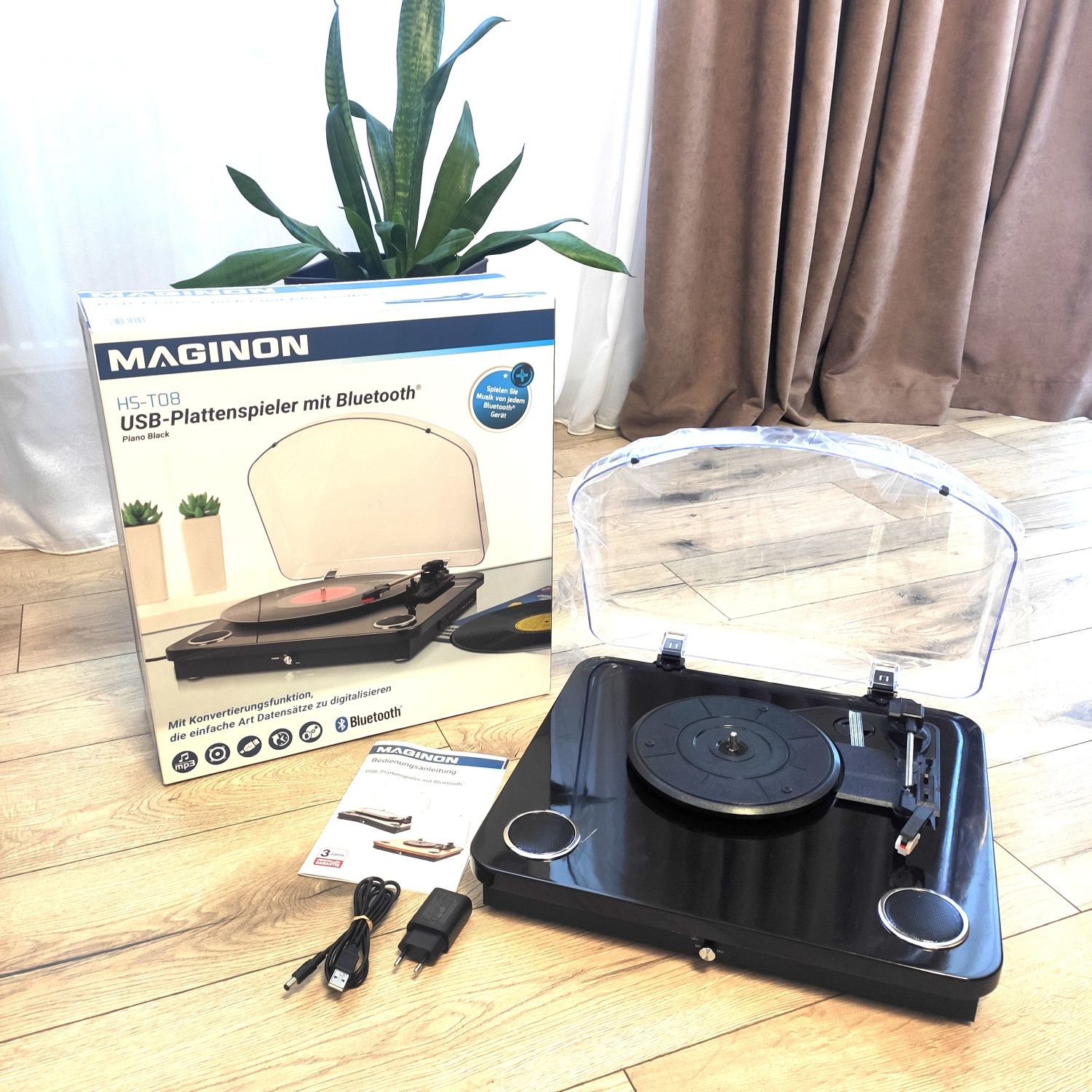 Проигрыватель виниловых дисков Maginon HS-T08  AUX USB SD Bluetooth