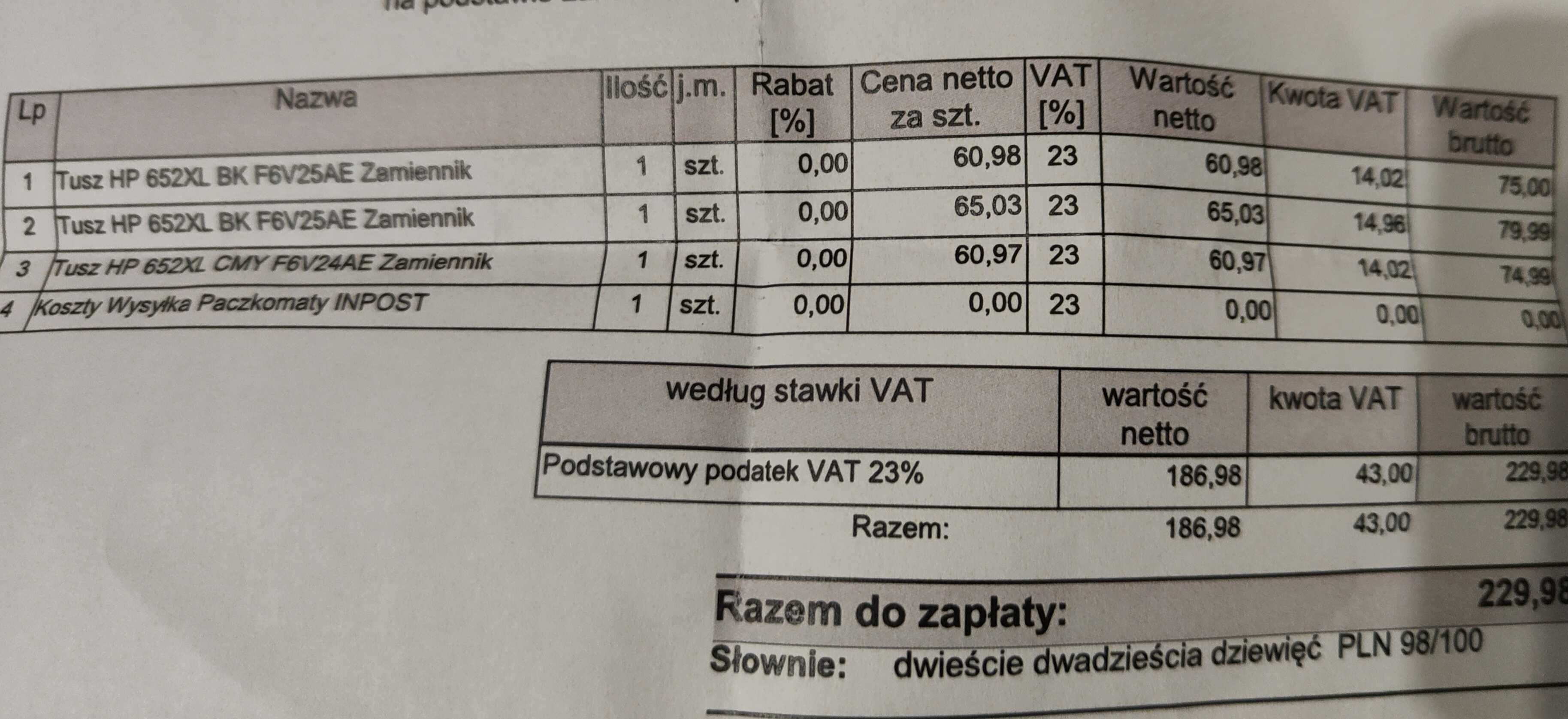 Tusz do drukarki HP kolor