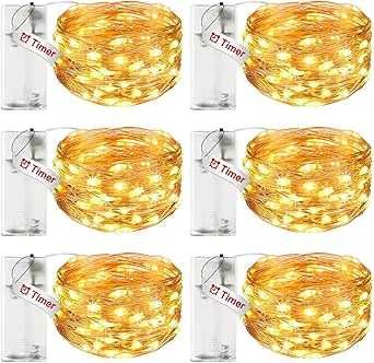 litogo Łańcuch świetlny LED na baterie z funkcją timera, 6 sztuk
