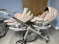 Carrinho duplo gemeos bebecar + ovo + bases isofix