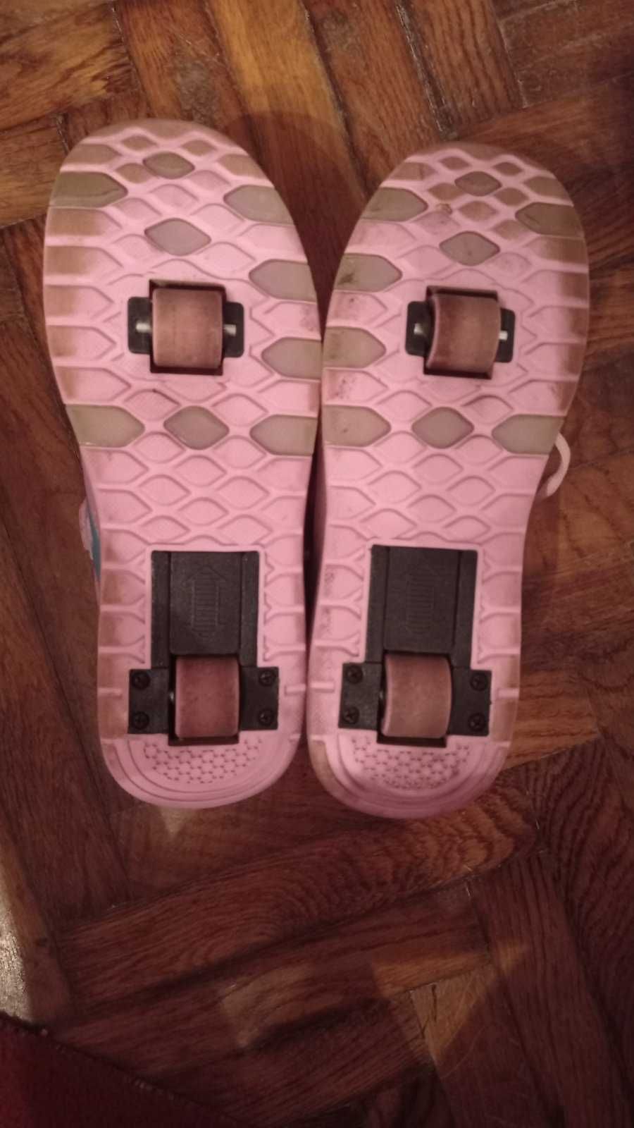 Роликові кросівки з LED підсвічуванням, рожеві на 2-х колесах Aimoge