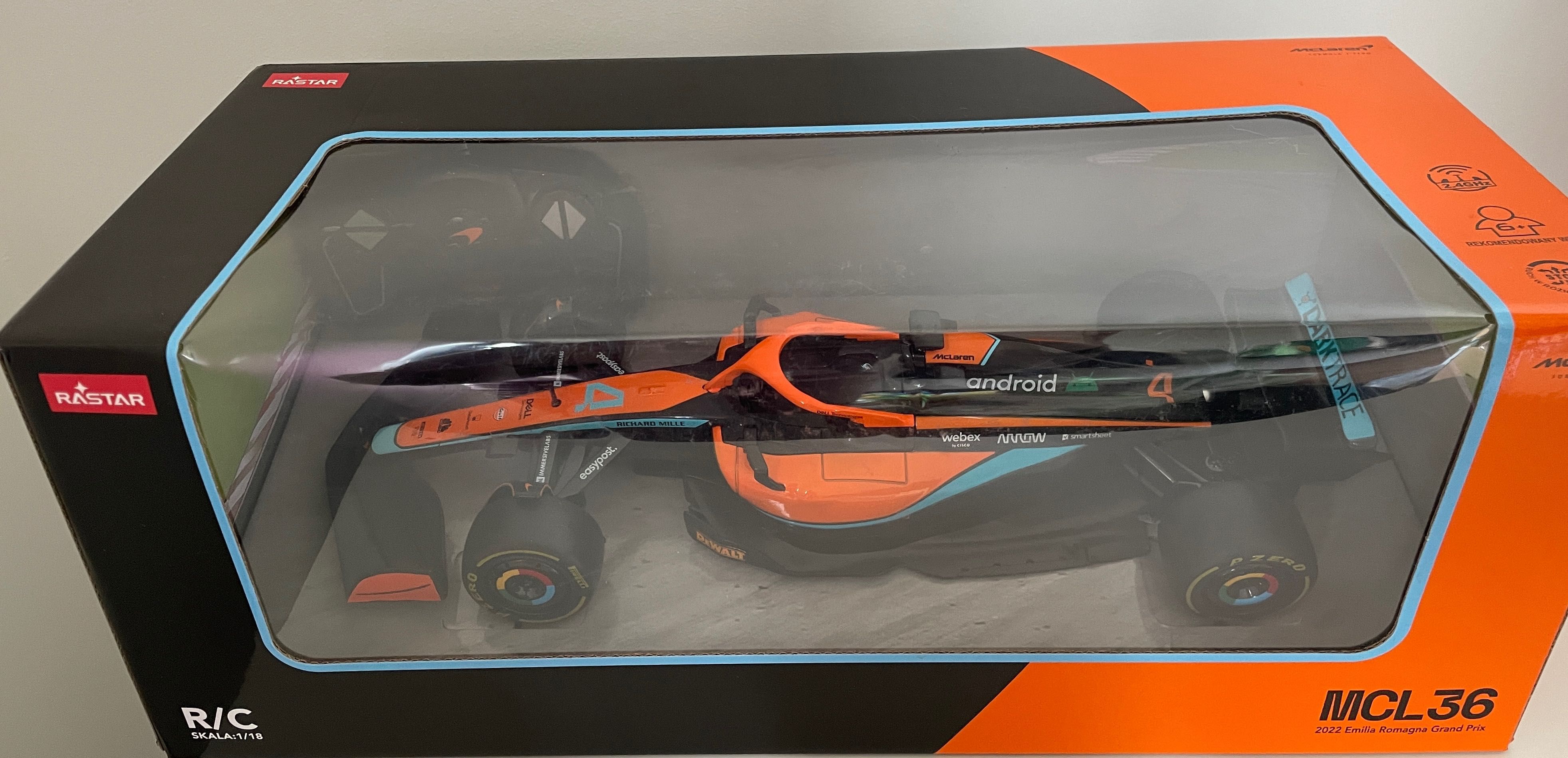 Samochód auto zdalnie sterowany Mclaren MCL 36 Auto RC skala 1:18