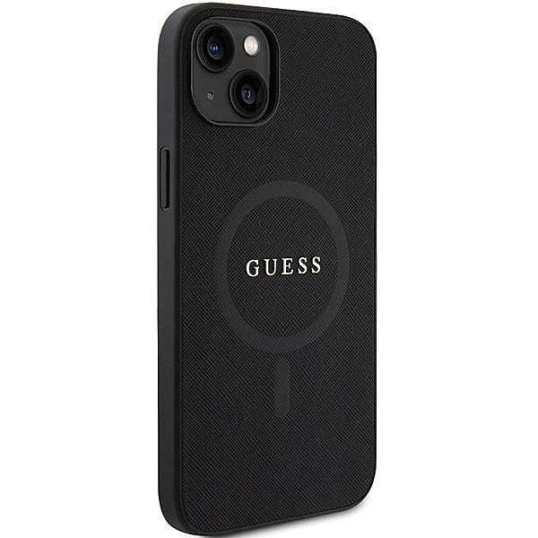 Etui Guess Saffiano MagSafe do iPhone 15 Plus - czarne