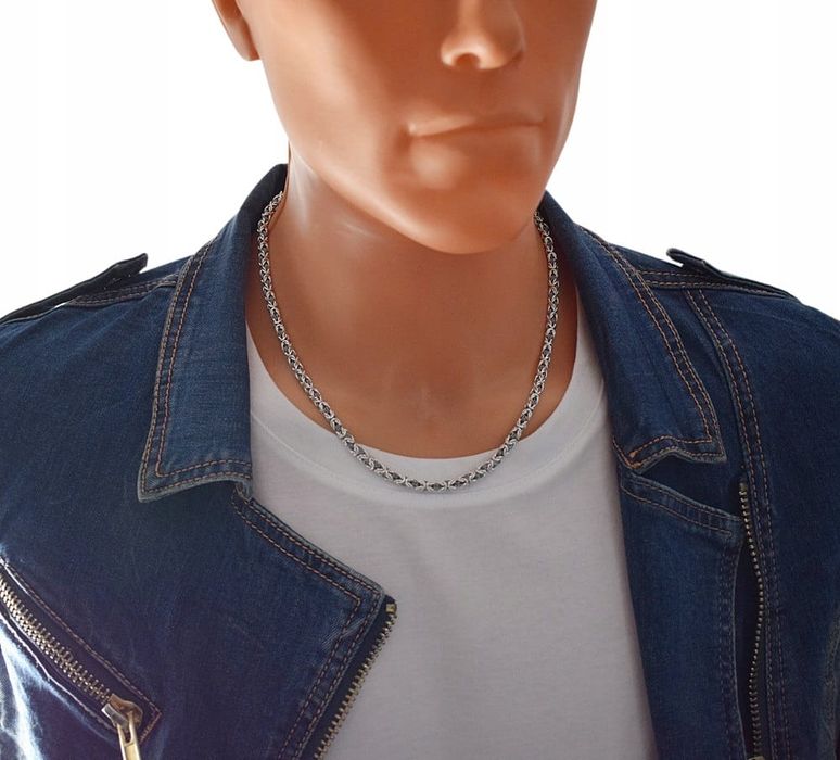 Srebrny Łańcuszek Splot Królewski 4,50 mm Oksydowany pr 925 Grawer