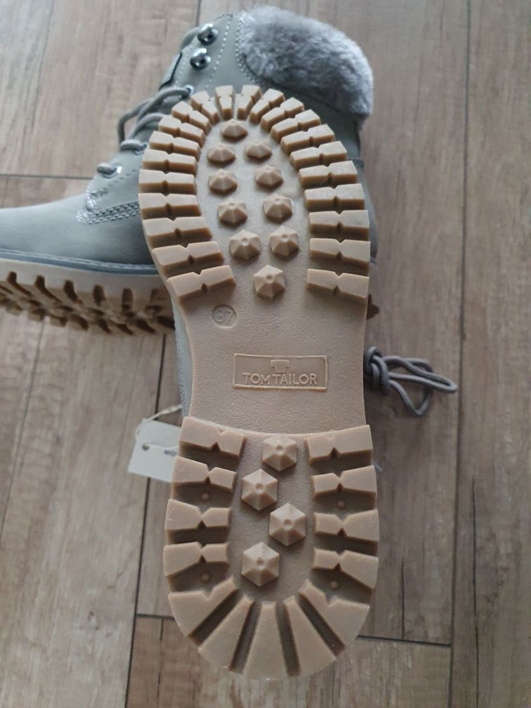 TOM TAILOR SZARE Buty BOTKI Damskie Ocieplane roz 37