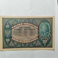 Banknot 10 Marek Polskich 1919 stan UNC