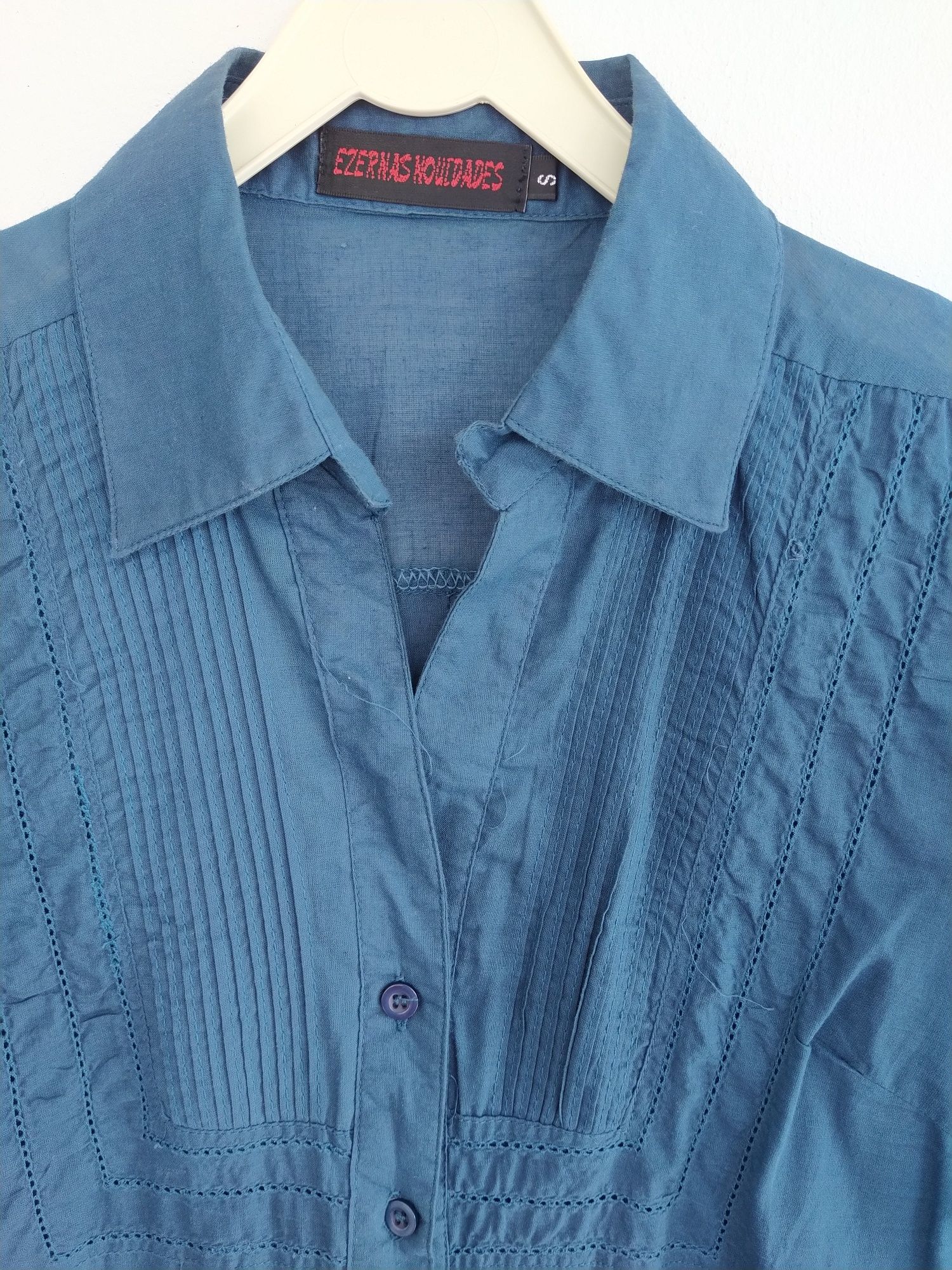 Blusa azul com bordado - Eternas Novidades - Tamanho S