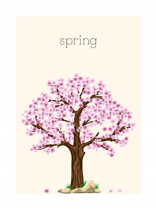 Plakat metalowy Wiosenna Ozdoba na ścianę wiśnia spring.
