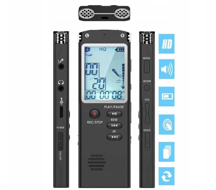 Dyktafon zestaw profesjonalny cyfrowy podsłuch audio 8gb ttst855