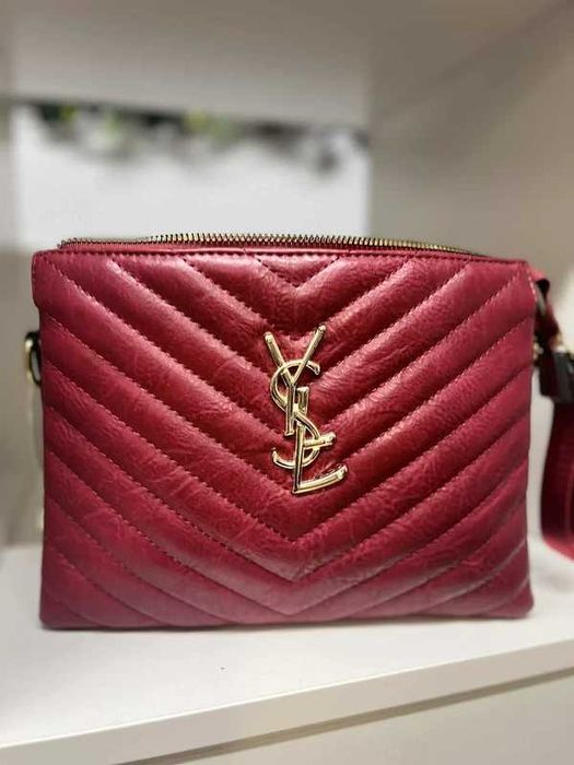 Nowa pikowana YSL  torebka w kolorze czerwieni bordo 20cm x 25 cm