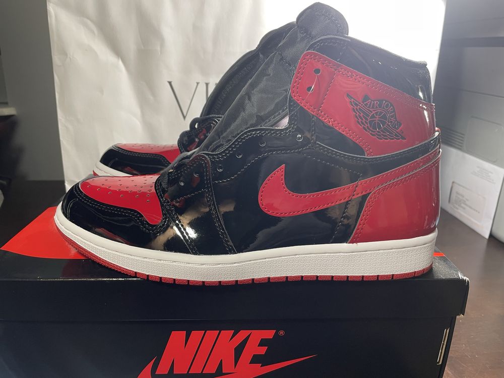 Air Jordan 1 Retro High OG Patent Bred r. 45