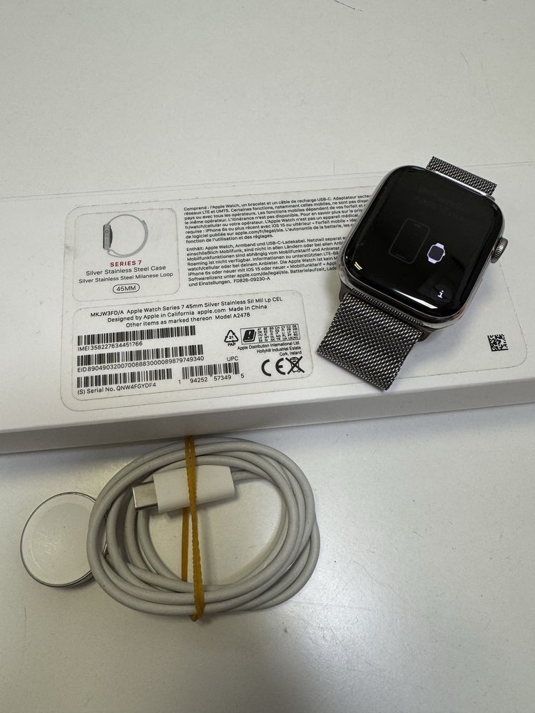 Apple Watch Series 7 GPS + Cellular LTE 45mm stal nierdzewna A2478