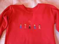 Czerwony t-shirt damski z długim rękawem M 36/38