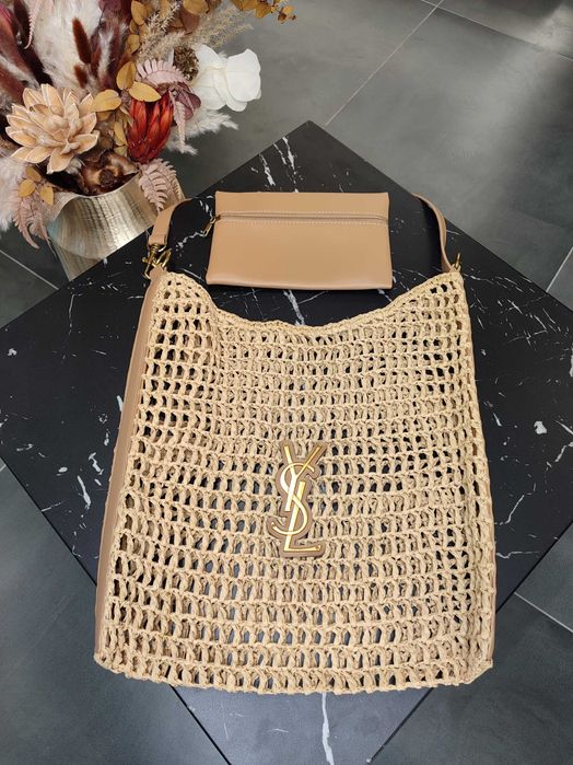 Сумка Saint Laurent Oxalis Crochet Raffia Bag Sand