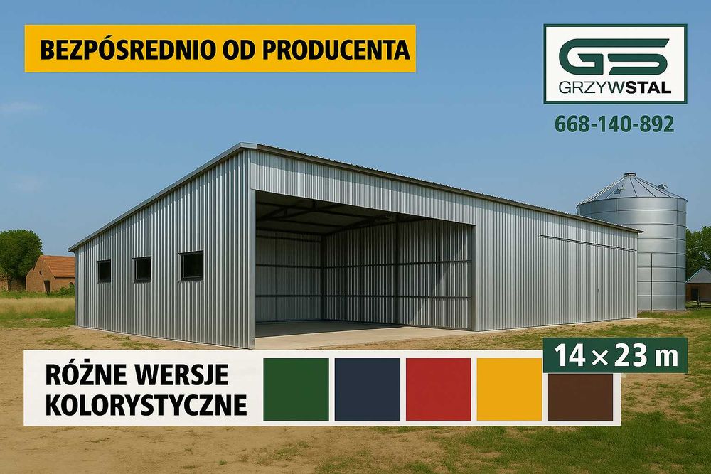 Garaż blaszany Grafit + Bramy | Duża Hala Magazyn Wiata   – GRZYWSTAL