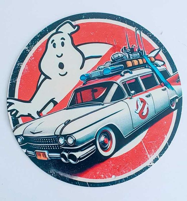 Ghostbusters caça fantasma placa de metal redonda