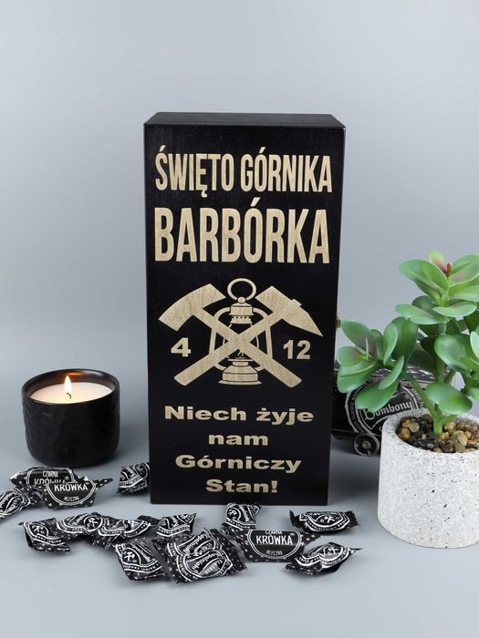 Skrzynka na whisky z grawerem – 3 wzory, na Barbórkę dla górnika 2025