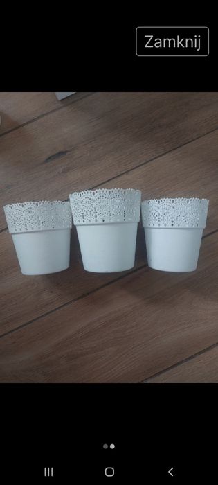 3X Doniczki białe