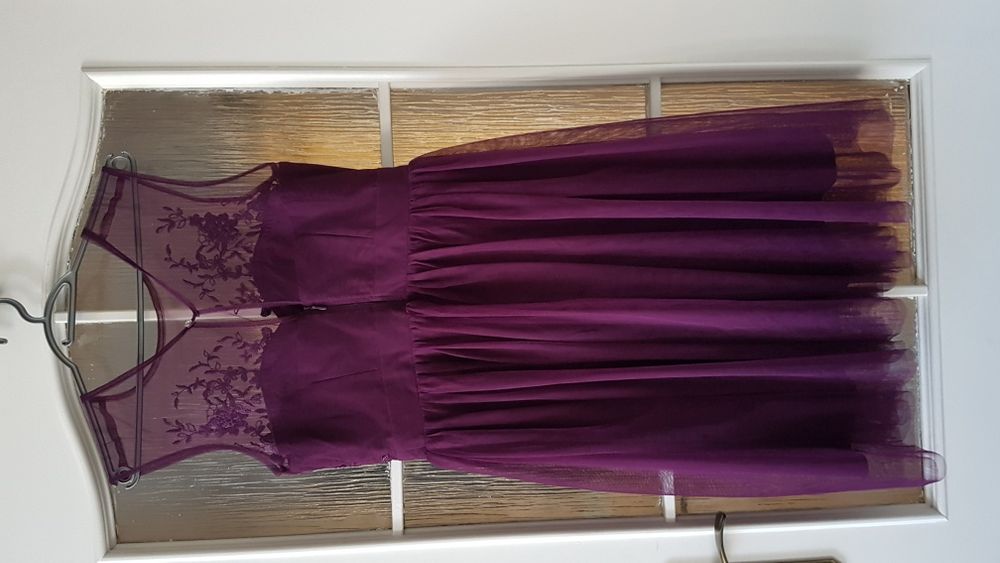 Sukienka koktajlowa fioletowa śliwkowa