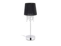 Lampa stołowa kryształowa abażur z organzy okrągła podstawa lampka noc